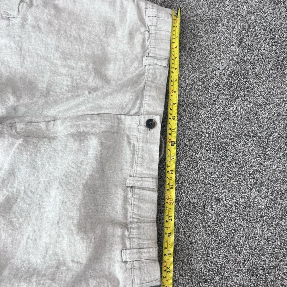 NWT! Caribbean 100% Linen Oatmeal Elastic Drawstring Waist Cargo Pants Mens46*32